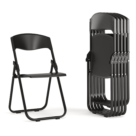 Flash Furniture Black Plastic Folding Chair, PK6 6-RUT-I-BLACK-GG